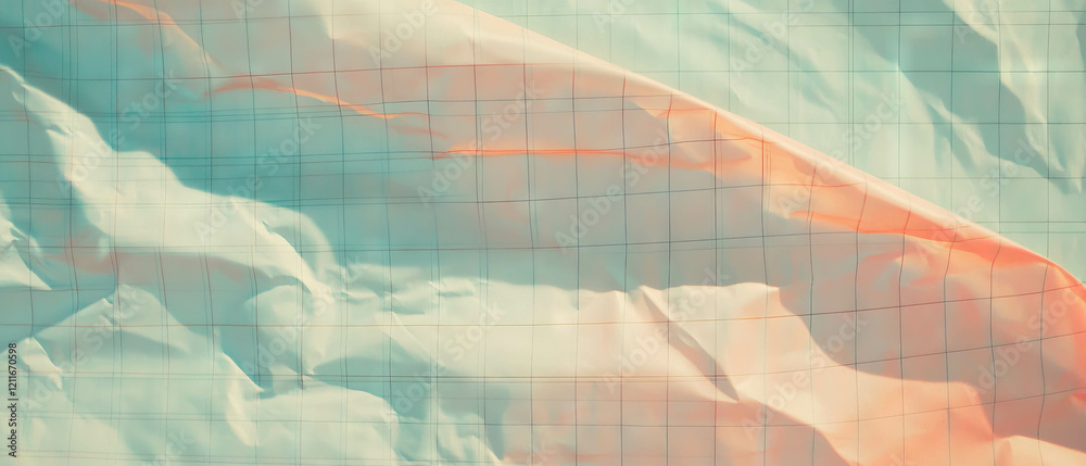 Aufkleber Delicate banner on thin grid paper with a central empty space for creativity and design