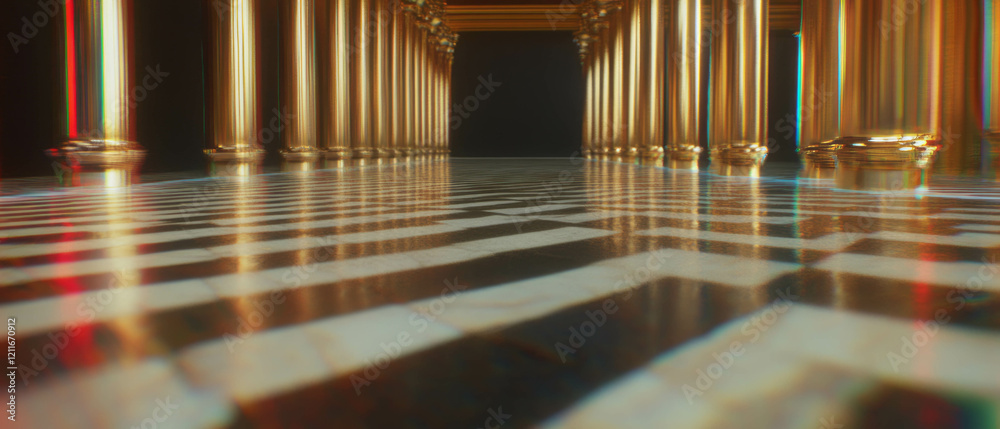 Poster Exploring intricate 3D illusions with realistic textures and depth perception in a grand setting