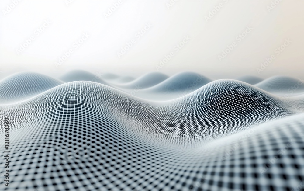Aufkleber abstract grayscale wavy grid surface.