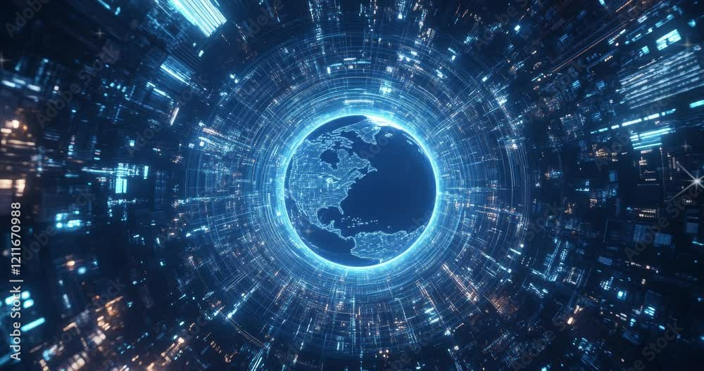 Poster abstract blue digital background with a global network and connectivity. abstract technology. abstra