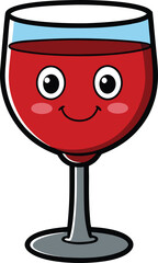 wine glass with cartoon character