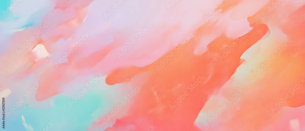 Aufkleber Vibrant abstract watercolor washes with blended colors creating a soft texture look