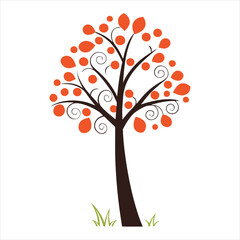 Fototapeta premium Isolated Tree Vector Design with Cute Colorful Tree Illustration 