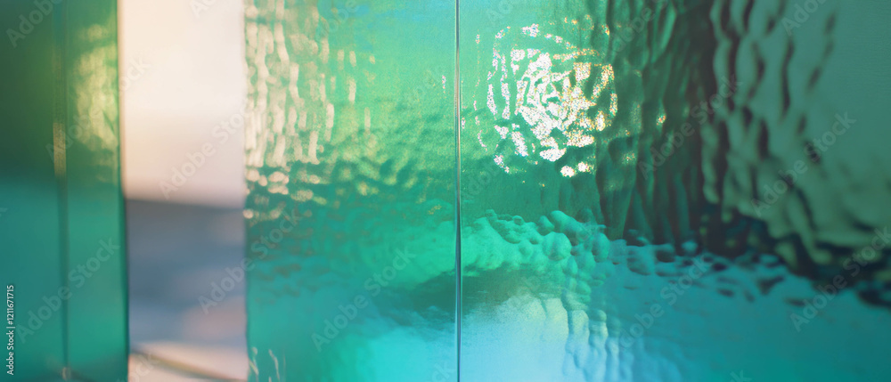 Poster translucent acid-etched glass displaying smooth textures and reflective qualities