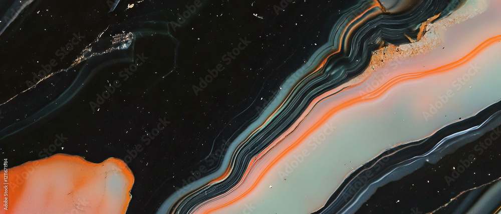 Poster exploring the beauty of agate with vibrant banded patterns and unique textures