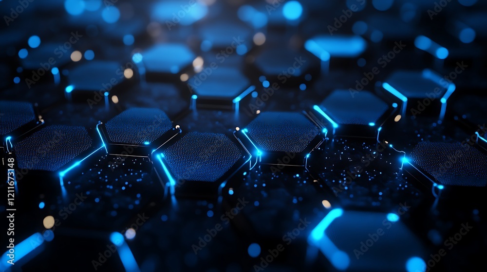 Wall mural a black background with hexagonal patterns