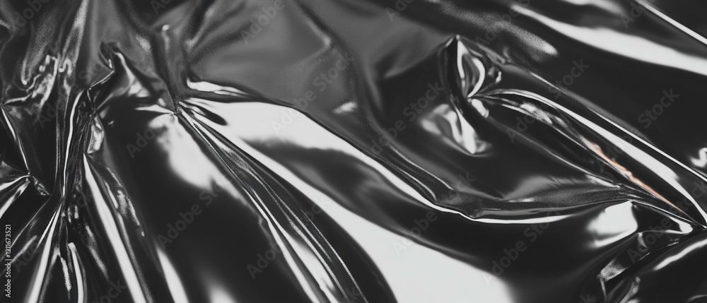 Aufkleber Reflective and crinkled texture of aluminum foil showcasing unique patterns and light play