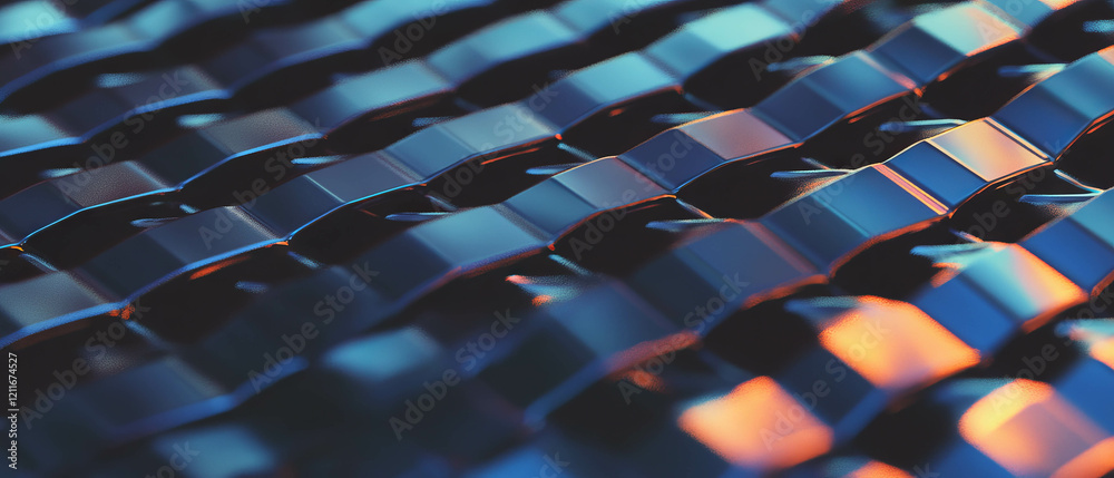 Poster complex aluminum mesh texture with woven pattern and metallic sheen displayed artistically