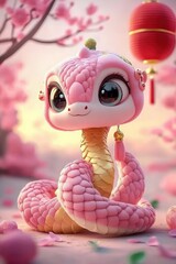 A cute little snake, a traditional Chinese festival background picture