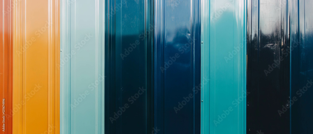 Poster vibrant colors and textures of aluminum siding with varied patterns displayed artistically