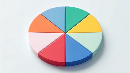 Fototapeta premium Financial and business concept, Colorful pie chart with eight segments on a white background