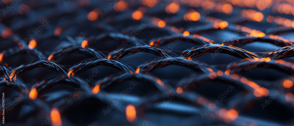 Poster Intricate aluminum wire mesh texture highlighting flexibility and complexity in design