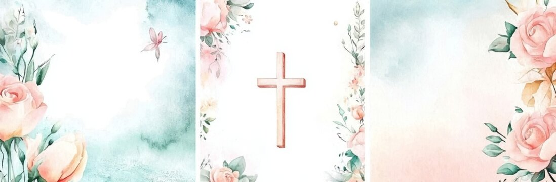Adorable watercolor templates for Baptism invitations. 