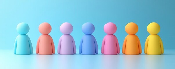 segmentation flat design front view communication strategies theme 3D render colored pastel