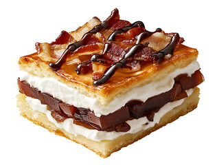 Delicious dessert creation with bacon topping kitchen food photography home close-up indulgence