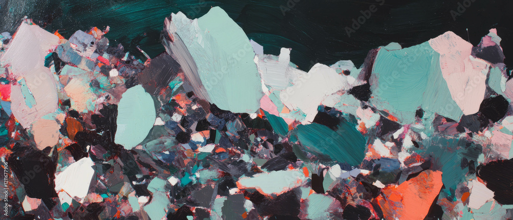 Aufkleber Exploring the intricacies of ambiguous shapes and evolving perceptions in textured art