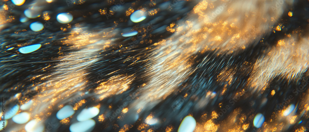 Poster Exploring the intricate patterns and textures of animal fur with golden glimmers