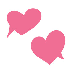 Speech, bubble, dialog boxes in the form of hearts. Notification chat bubble with hearts isolated on white background. illustration