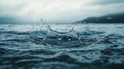 A water droplet splashes into the ocean, sending ripples out in every direction, representing the interconnectedness of water and nature.