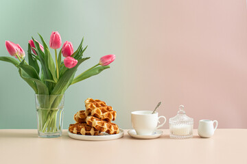 Spring Morning Breakfast with Tulips