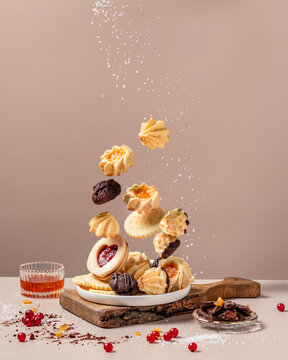 Cookie Mix Delight on Beige. Cover, backdrop