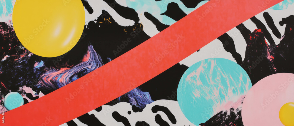 Aufkleber Explore playful color combinations with asymmetrical patterns and abstract shapes