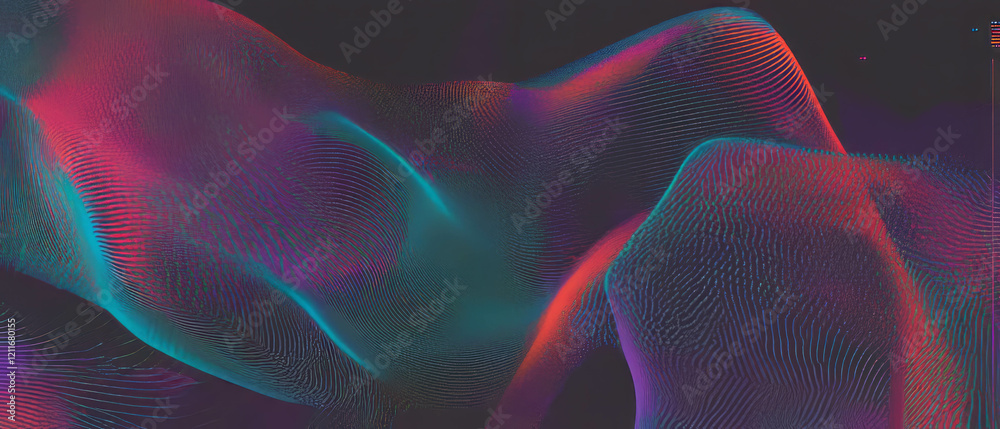 Poster Exploring abstract patterns and glowing lines in artificial intelligence textures