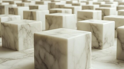 Fototapeta premium Elegant Array of Marble Cubes: A Study in Texture and Form