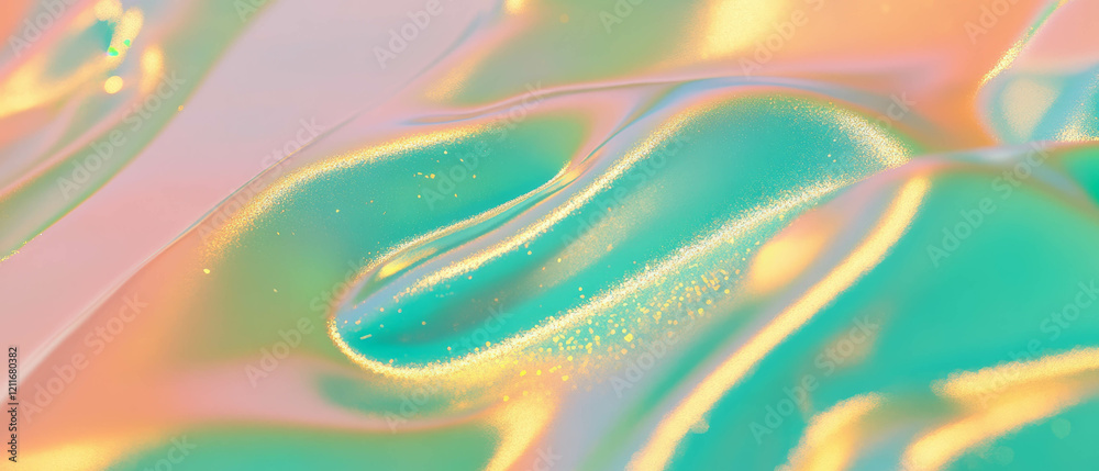 Poster shimmering aurora borealis texture with bold contrast shapes and glitters in vibrant colors