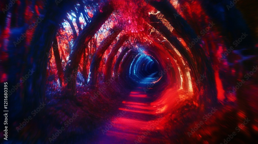 Leinwandbilder abstract light trails forming a tunnel of neon colors, creating a dynamic and futuristic sense of hi