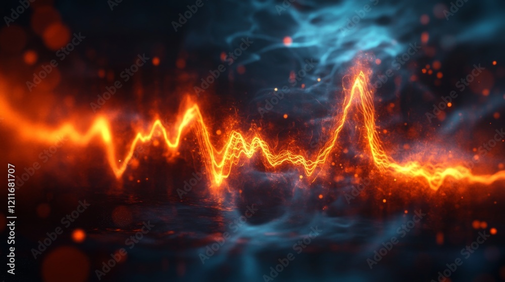 Poster an artistic rendering of heart wave patterns emerging from a heartbeat monitor, incorporating elemen