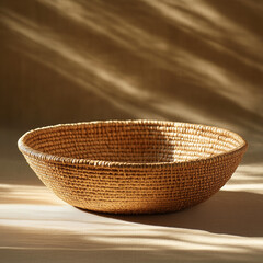 Fair Trade Woven Basket with Light Brown Backdrop for Eco-Friendly Home Organization