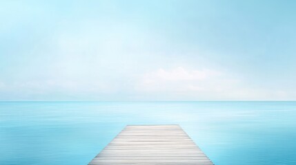 Serene ocean pier, calm water, clear sky, peaceful background, travel brochure