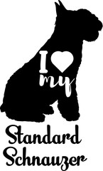 Standard Schnauzer dog silhouette, dog, dog breeds, logo, vector, love me love my dog, silhouette, i love my dog, animal, illustration, icon, sign, design, black, symbol, pet, love