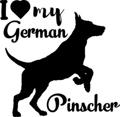  German Pinscher. dog silhouette, dog, dog breeds, logo, vector, love me love my dog, silhouette, i love my dog, animal, illustration, icon, sign, design, black, symbol, pet, love