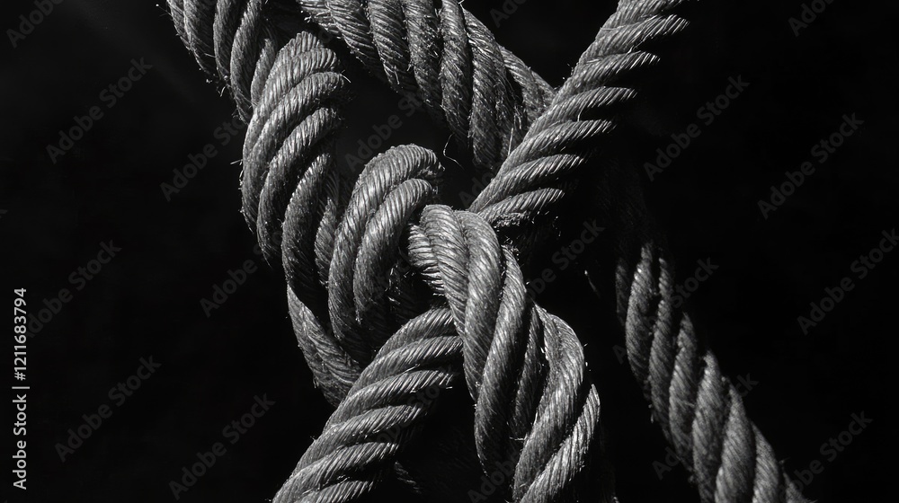 Poster several strands of rope and cable intertwined together, symbolizing strength and utility in a close-