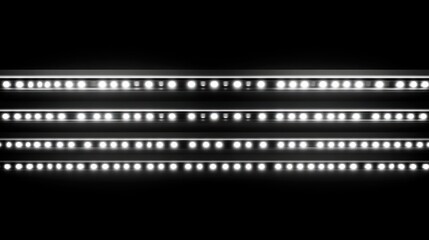 Obraz premium Bright LED lights shine, dark background, stage lighting, concert backdrop, design element