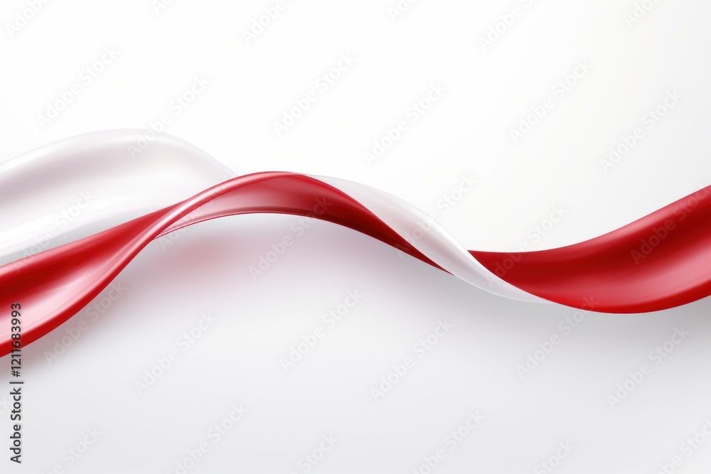 Aufkleber Abstract composition featuring flowing red and white ribbons, creating a dynamic and elegant visual
