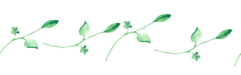 Watercolor spring greenery illustration. A fresh and airy spring or summer design element. This hand-painted watercolor illustration isolated on white background.