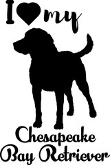 Chesapeake Bay Retriever dog silhouette, dog, breeds, logo, vector, love me love my dog, silhouette, i love my dog, animal, illustration, icon, sign, design, black, symbol, pet, love