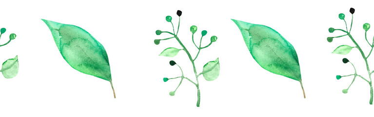 Watercolor spring greenery illustration. A fresh and airy spring or summer design element. This hand-painted watercolor illustration isolated on white background.