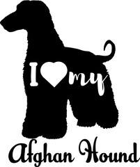 Afghan Hound. dog silhouette, dog, breeds, logo, vector, love me love my dog, silhouette, i love my dog, animal, illustration, icon, sign, design, black, symbol, pet, love