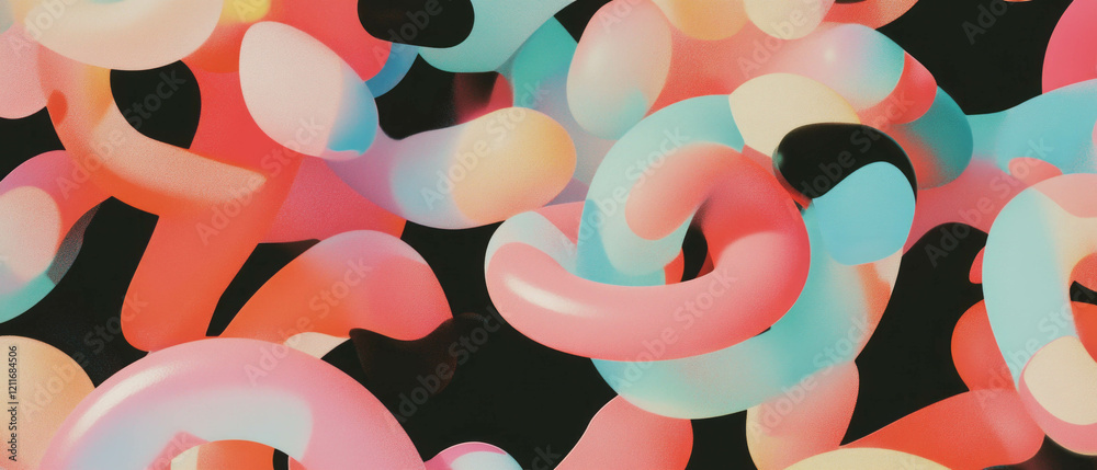Poster Playful bubble letters and rounded shapes create a vibrant design with a fun texture effect