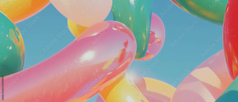 Poster Playful bubble letters and rounded shapes create a joyful visual display in vibrant colors