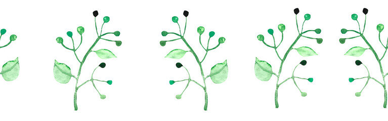 Watercolor spring greenery illustration. A fresh and airy spring or summer design element. This hand-painted watercolor illustration isolated on white background.