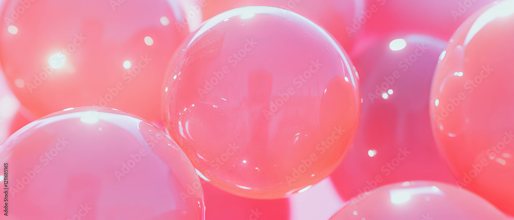 Poster smooth and shiny bubblegum balls in various shades of pink clustered together