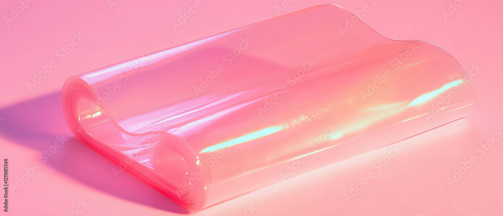 Poster colorful bubblegum tape rolled up in a thin and elongated shape, showcasing unique texture