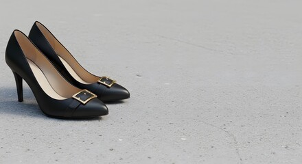 Stylish shoes on the left side of a blank pathway with the right side empty, perfect for creative text or overlay designs.