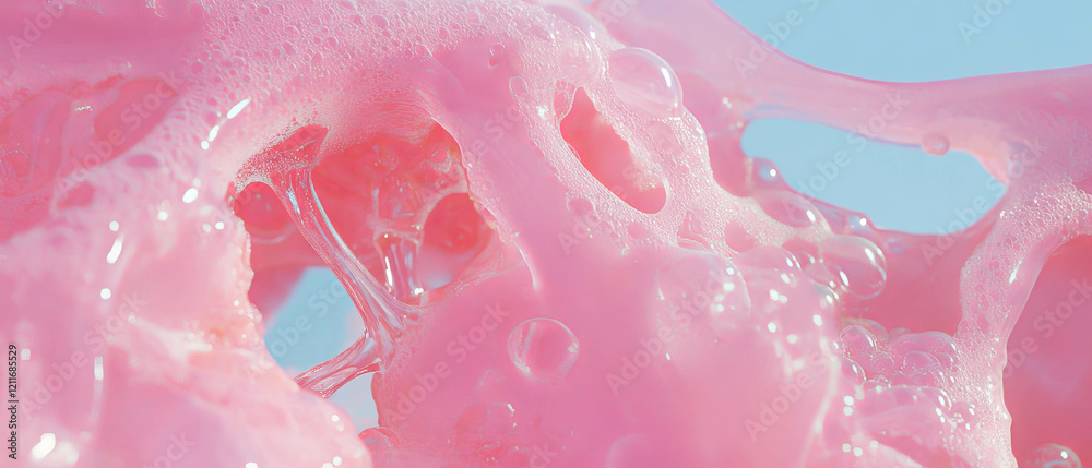 Aufkleber sticky bubblegum texture stuck on a surface with an irregular shape and bright pink color