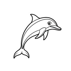 Dolphin isolated line art on white background